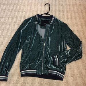Velvet Teal Bomber Jacket